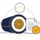 AS/NZS 3008.1.1:2025 cable selection - SunLith Energy SunLith Energy Cross-section of a cable with a document and a checkmark, symbolizing data security and compliance.
