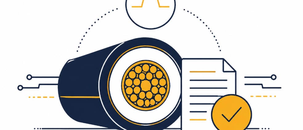 AS/NZS 3008.1.1:2025 cable selection - SunLith Energy SunLith Energy Cross-section of a cable with a document and a checkmark, symbolizing data security and compliance.