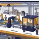 SunLith Energy Battery pack assembly process showing cell sorting, module stacking, and busbar welding stages
