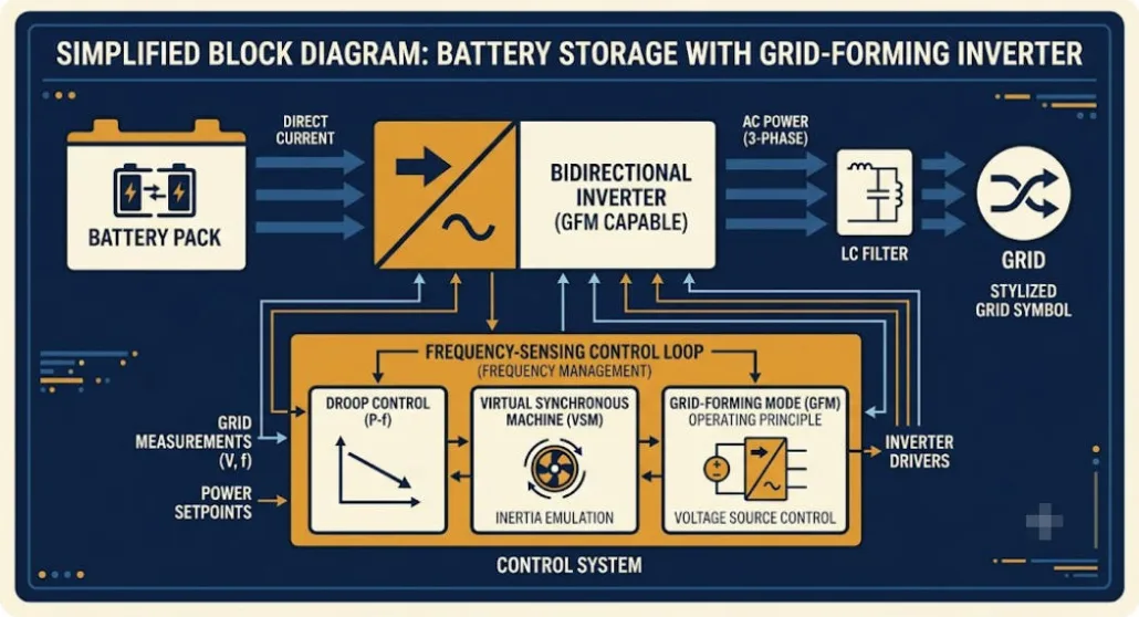 BESS inverter control architecture for fast frequency response