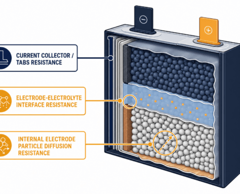 SunLith Energy Diagram of cell internal resistance showing ohmic, charge-transfer, and diffusion resistance components