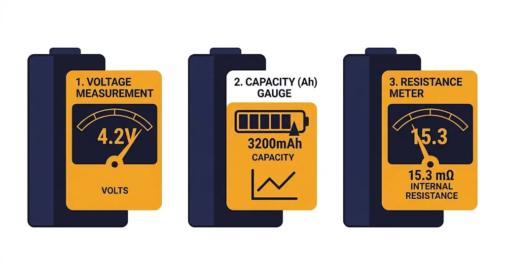 Cell matching criteria: voltage, capacity, and internal resistance measurement