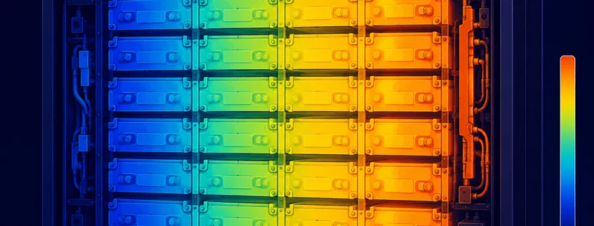 Temperature gradient heat map across a BESS battery rack