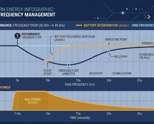 SunLith Energy Fast Frequency Response BESS stabilizing grid frequency graph