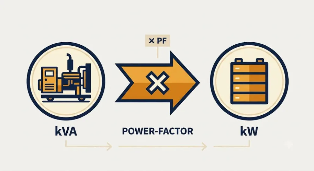 kVA to kW conversion formula for generator replacement