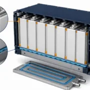 Gluing cells in a battery pack — thermal interface material vs structural adhesive - SunLith Energy SunLith Energy Diagram of gluing cells in a battery pack showing thermal interface material and structural adhesive zones