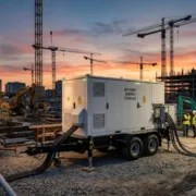 Mobile BESS: The Complete Guide to Trailer-Mounted Battery Storage - SunLith Energy SunLith Energy Mobile BESS trailer deployed on a construction site providing temporary power