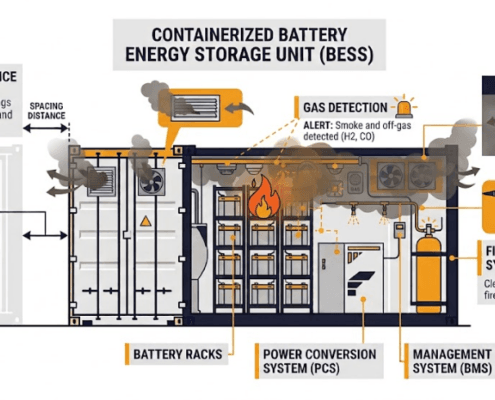 SunLith Energy Diagram of NFPA 855 requirements for battery energy storage system installation.