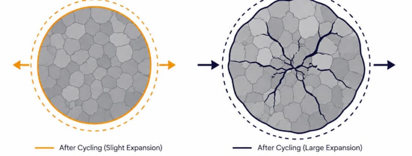DoD C-rate stress shown as particle cracking in LFP electrodes