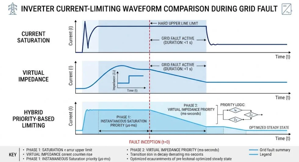 Comparison of three control-level fault ride-through features: current saturation, virtual impedance, and priority-based saturation