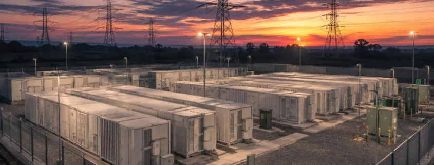 Frequency containment reserve battery storage system stabilizing grid frequency