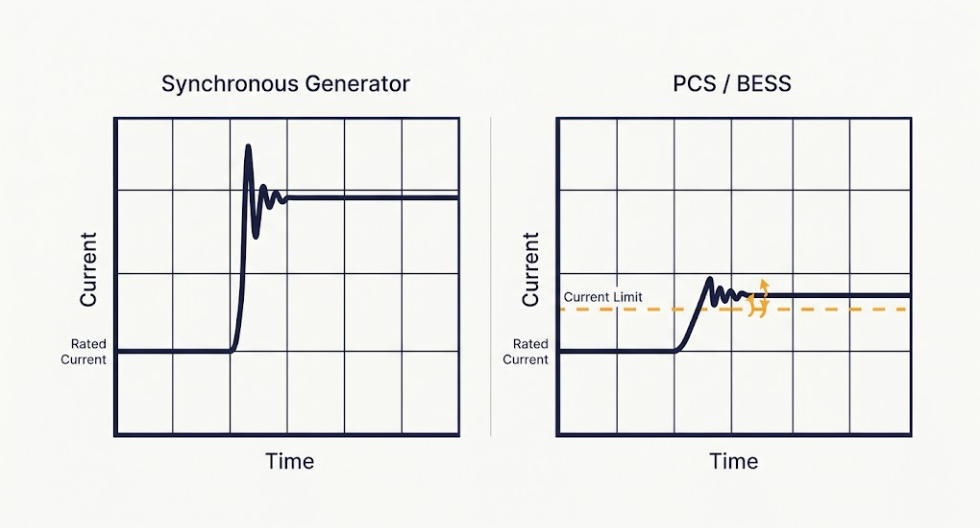 Synchronous generator vs. PCS fault current contribution under IEC 60909