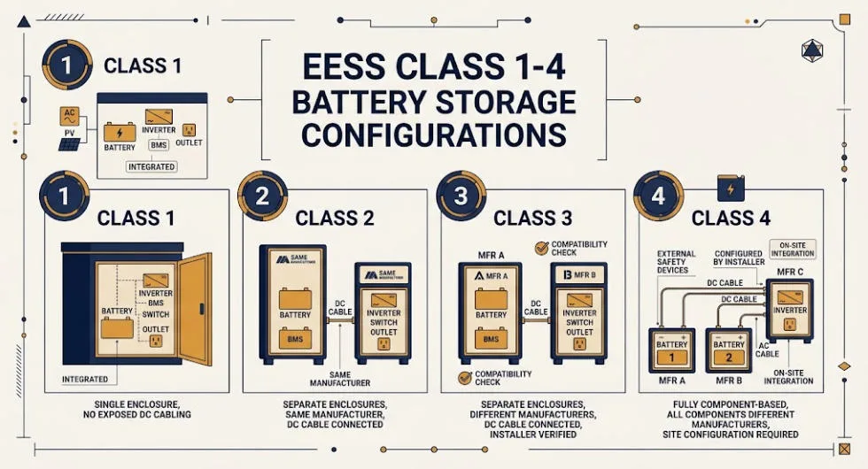 MCS battery storage EESS classes under MIS 3012 - SunLith Energy SunLith Energy EESS battery storage classification chart under MIS 3012