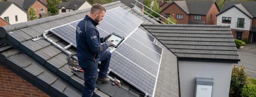 MCS certification mark on a UK solar and battery storage installation