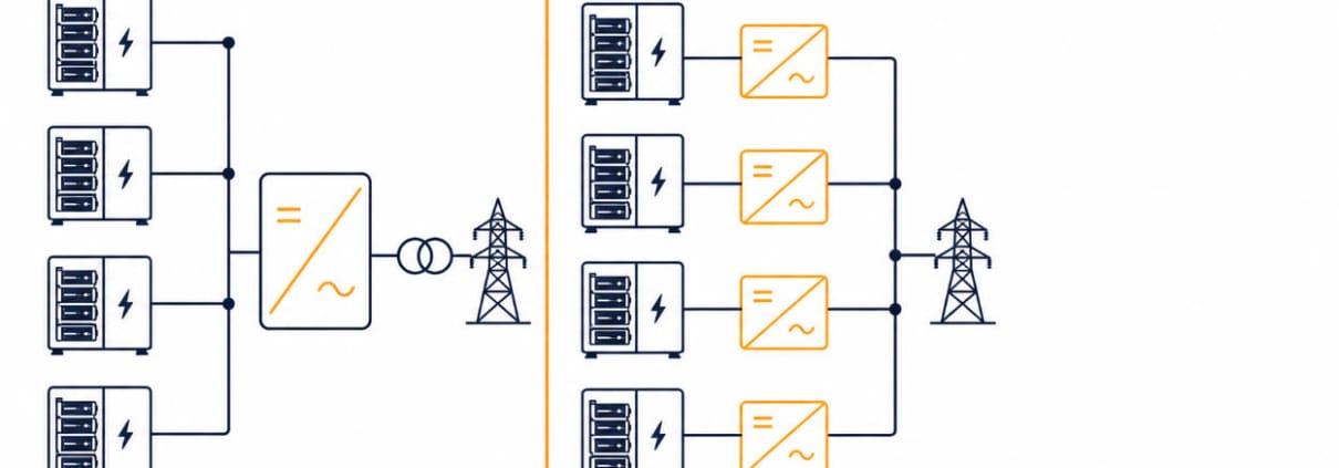 String vs. Centralized BESS: PCS Topology Compared - SunLith Energy SunLith Energy String vs Centralized BESS PCS topology comparison