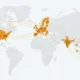 SunLith Energy World map highlighting BESS grid codes by country including US, EU, UK, Australia, and India