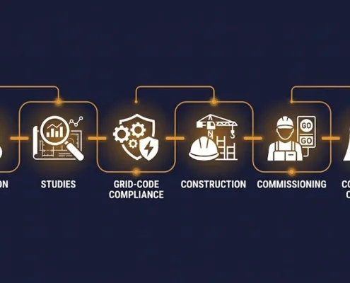 SunLith Energy Diagram showing the BESS interconnection process from application to commercial operation