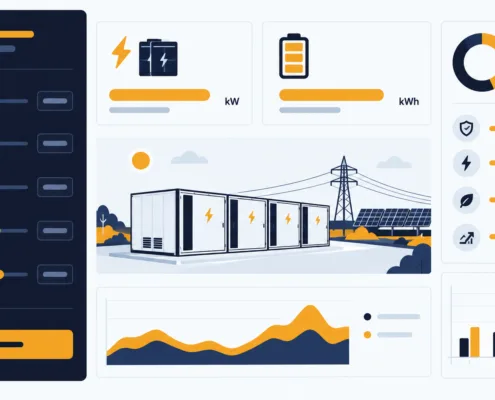 SunLith Energy C&I BESS sizing calculator dashboard showing kW and kWh results