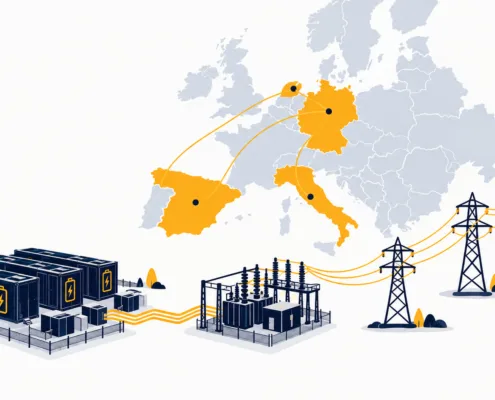 SunLith Energy Europe BESS grid connection map showing EU member states and the RfG framework