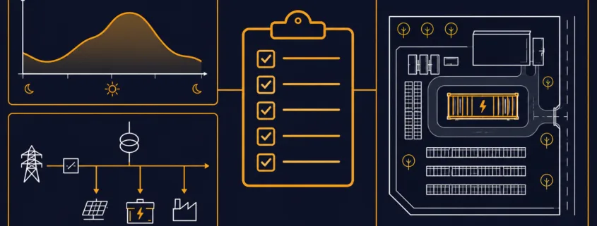 C&I BESS quote checklist showing load data, tariff, and site information